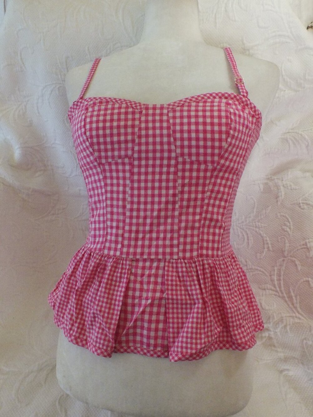 Pink and White Gingham Corset Top by Juicy Couture Sz 2